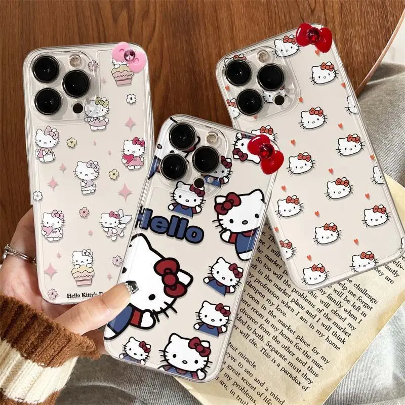 Sanrio Hello Kitty Bow Phone Case For Infinix Zero 30 4G 5G 2023 20 ITEL S23 A70 Hot 12 Play 10S 8 9 TECNO SPARK 30C 10C 10 Pro