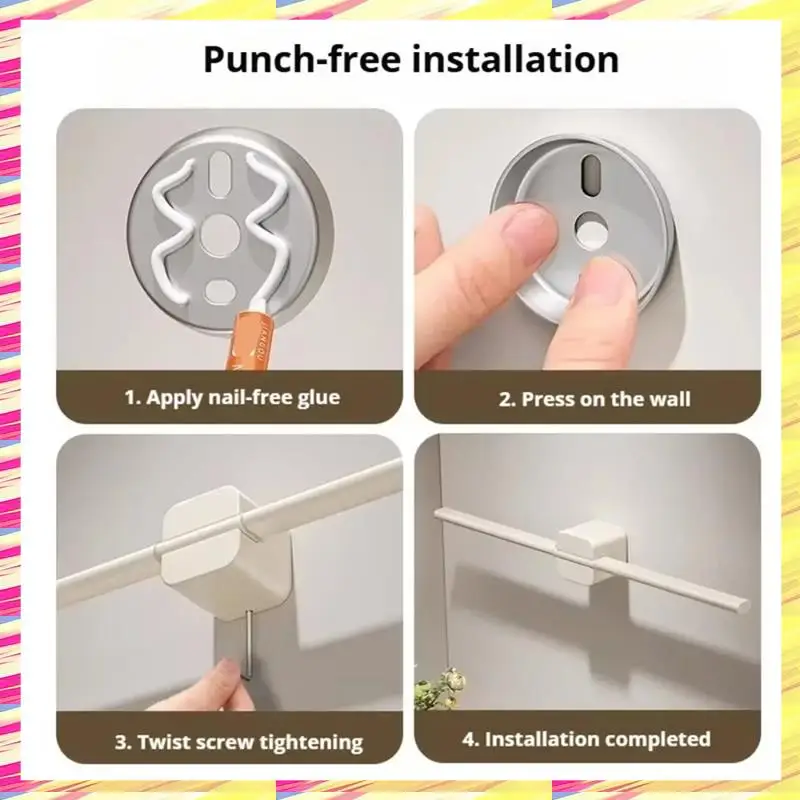 ABJJ Cream White Bathroom Towel Bar, Wall Mounted Hand Towel Holder, No-Drill Storage Rack, Home Organization Gadgets