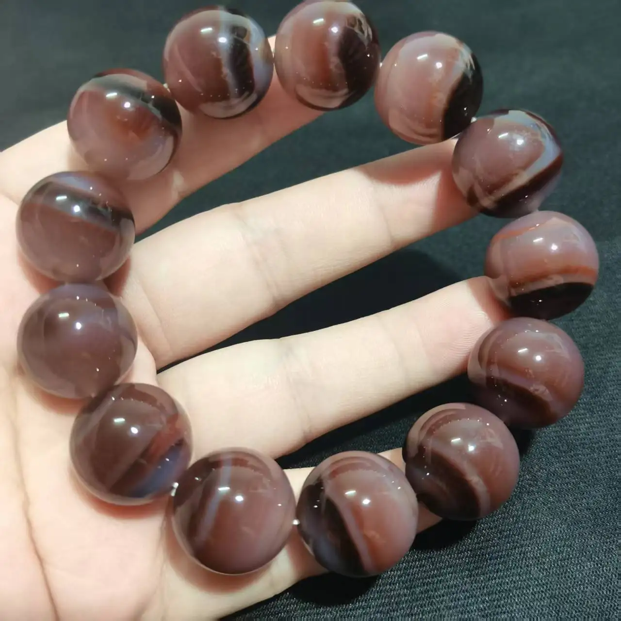 

1 шт./лот, размер 18 мм, браслет из натурального агата, эластичный натуральный серый цвет, фиорь, мужские и женские ювелирные изделия, бесплатная доставка