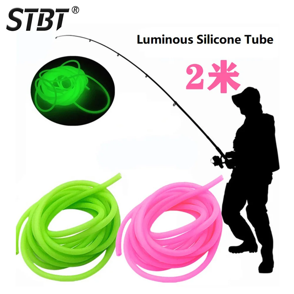 STBT-tubo luminoso de pesca de silicona suave, 2M, pesca en el mar, juego de sedal de anzuelo de pesca nocturna, tubo luminoso superbrillante de goma