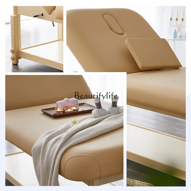 Solid Wood Lift Back Massage Fixed Lift Back Wooden Massage Use Physiotherapy Bed