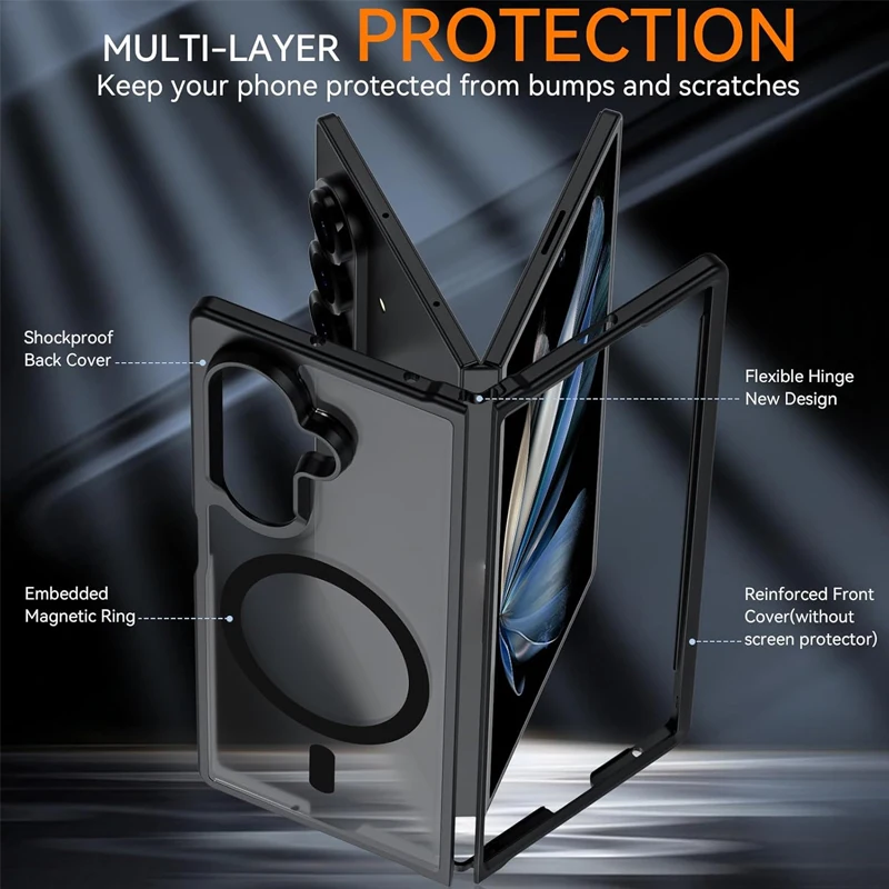 UYUXIO Magnetische Handyhülle für Samsung Galaxy Z Fold 7, kabellose Ladehüllen, durchscheinende, schlanke, robuste Hülle mit Magnet