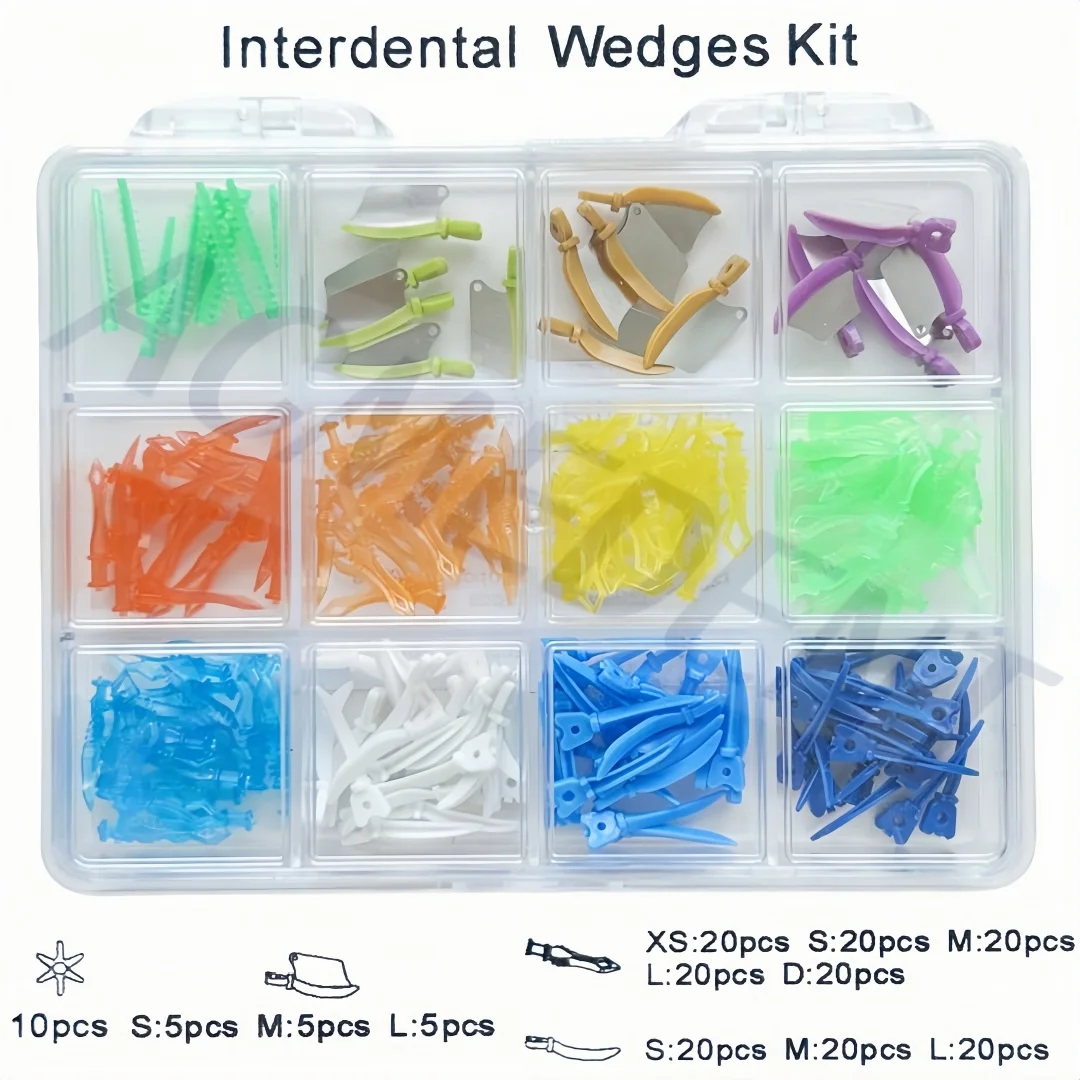 

185pcs/Box Interdental Wedges Kit Dental Disposable Plastic Diamond Wedges Fender Diastema Refill Teeth Gap Sectional Matrix