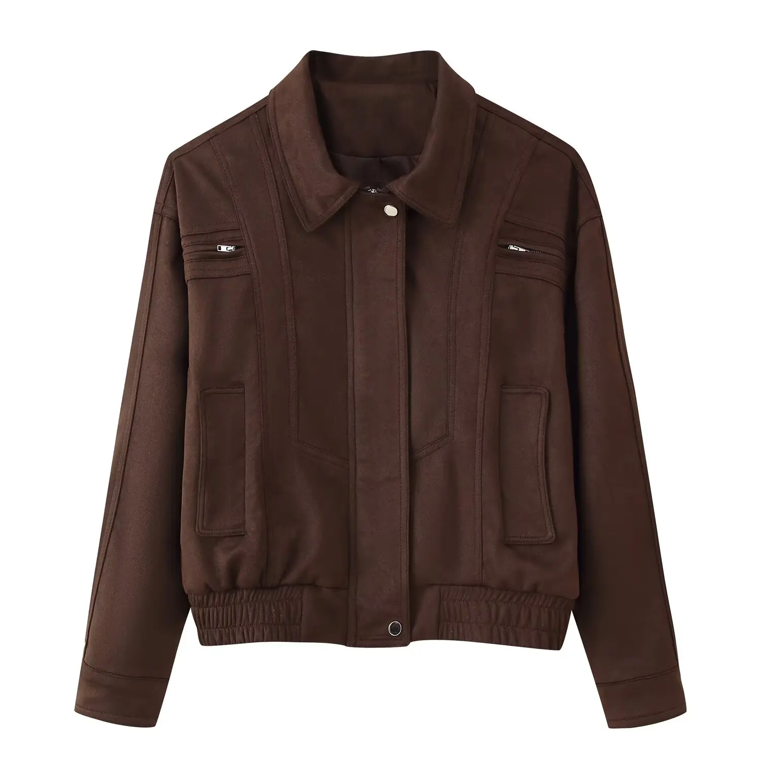 

Новое поступление 2025: женская осенняя коллекция в европейском стиле, трехцветная замшевая короткая рабочая куртка