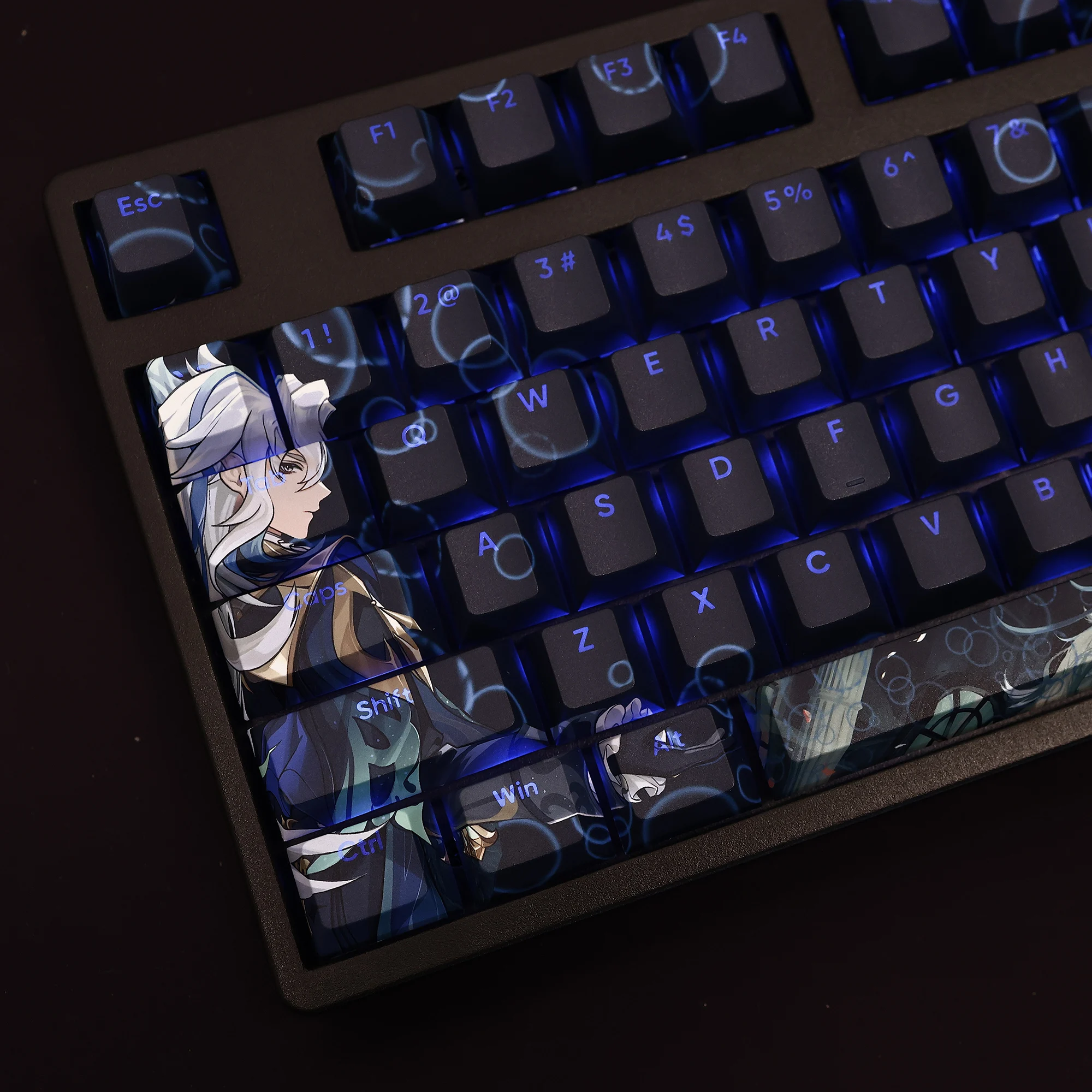 Genshin Impact Neuvillette Keycap Keyboard Accessorie Game Cosplay Prop Anime Neuvillette PBT Transparent 108 Key Caps