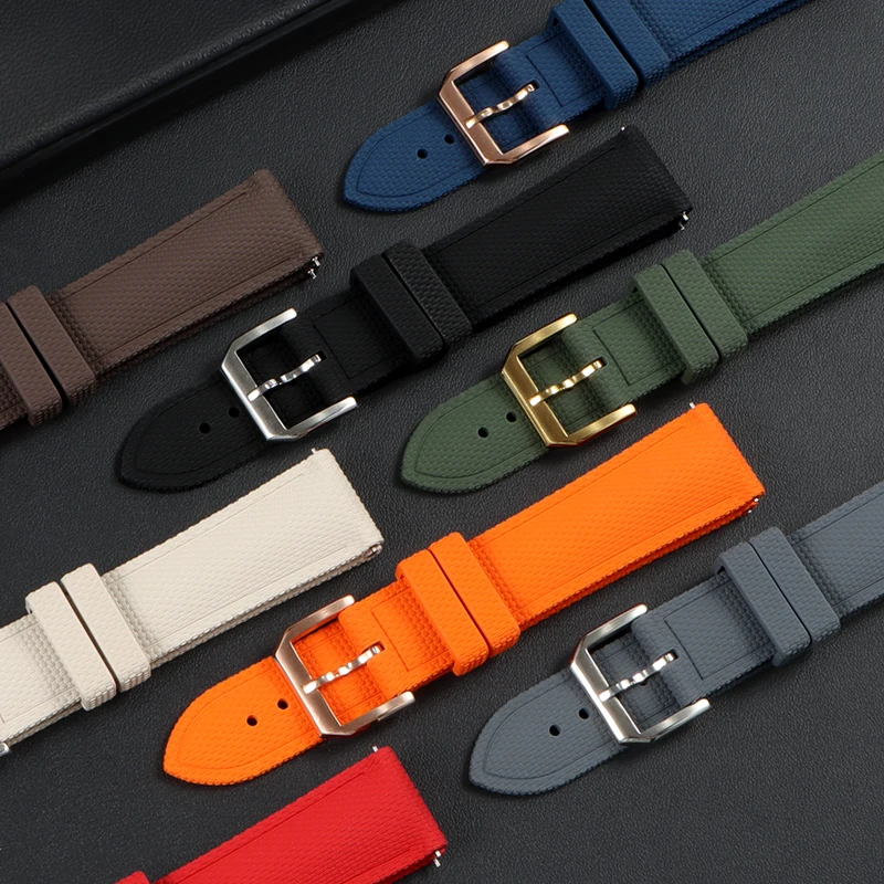 22mm Braided‑Texture FKM Fluororubber Watch Strap, Compatible with Breitling Avenger Series A17328101C1X1 view 5