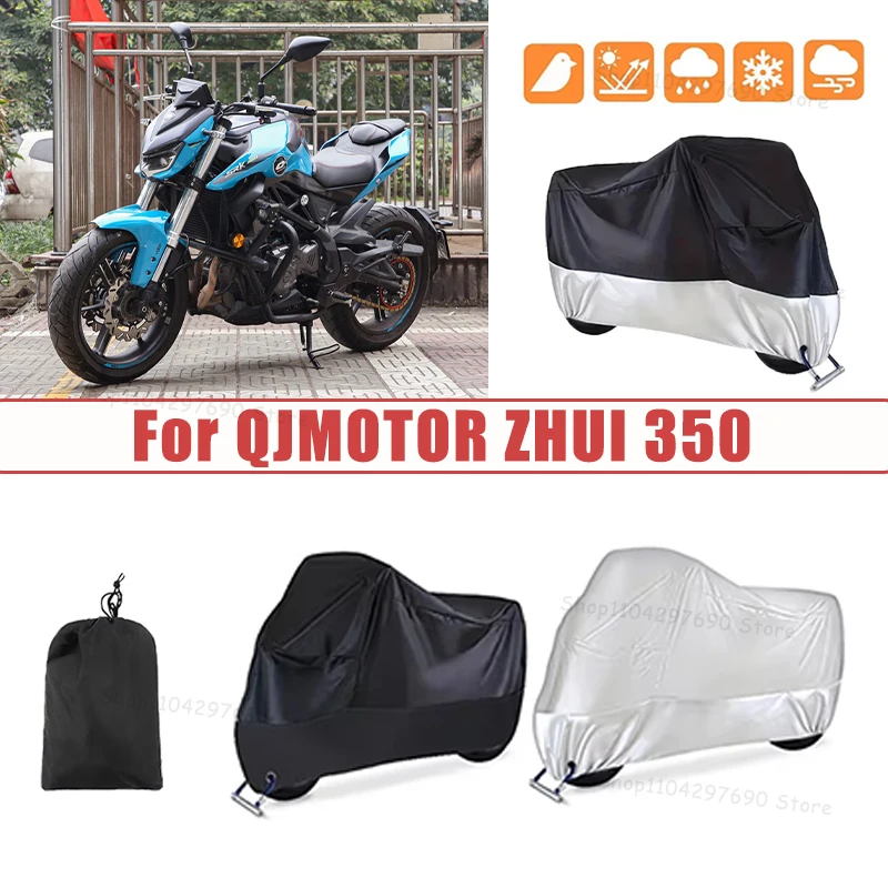 210D Oxford Motorcycle Cover Waterproof All Season UV Protection For QJMOTOR ZHUI 350 Anti-Tear Windproof Motorbike Cover