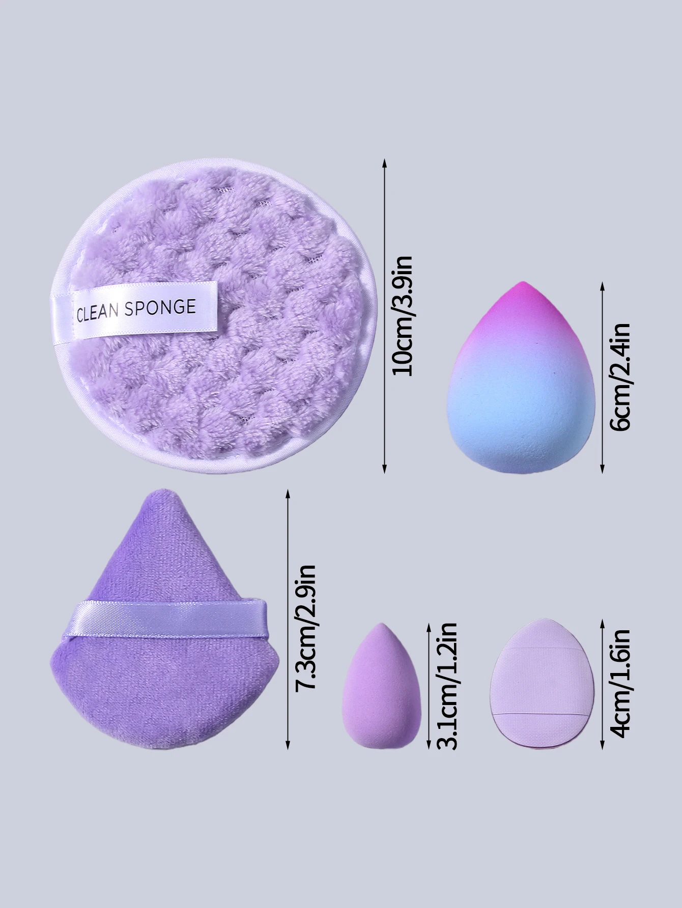 6 STKS Vergrote en verdikte poederdons & gradiënt spons ei & driehoekige poederdons/mini waterdruppel/Compacte poederdons