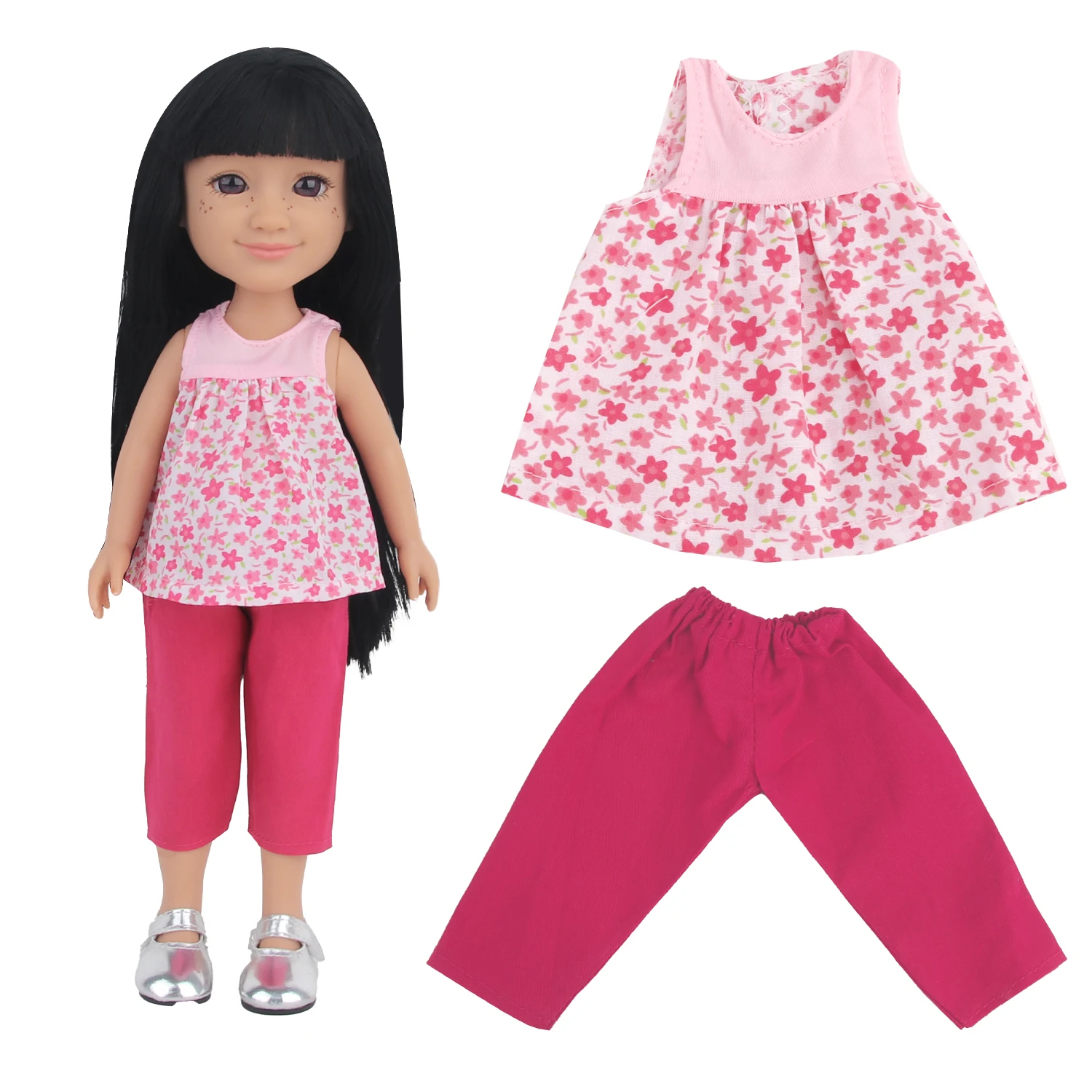 35CM Baby Doll Clothes Set Flower Sleeveless T-shirt+Cropped Pants Star Suit For 14 Inches American&Russia DIY Girl Dolls