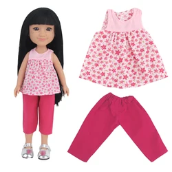 35CM Baby Doll Clothes Set Flower Sleeveless T-shirt+Cropped Pants Star Suit For 14 Inches American&Russia DIY Girl Dolls