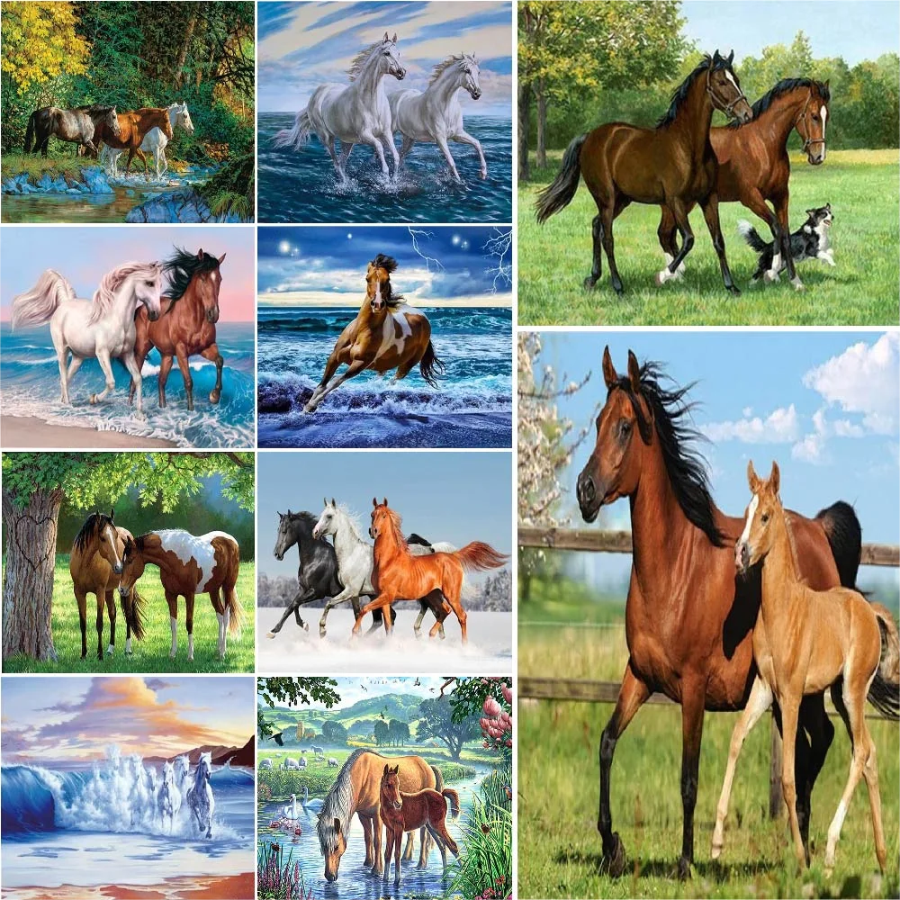 

Adults Crafts Painting By Numbers Wall Art Handiwork Paint With Number for The Kitchen Home Decoration Animal Horse Picture