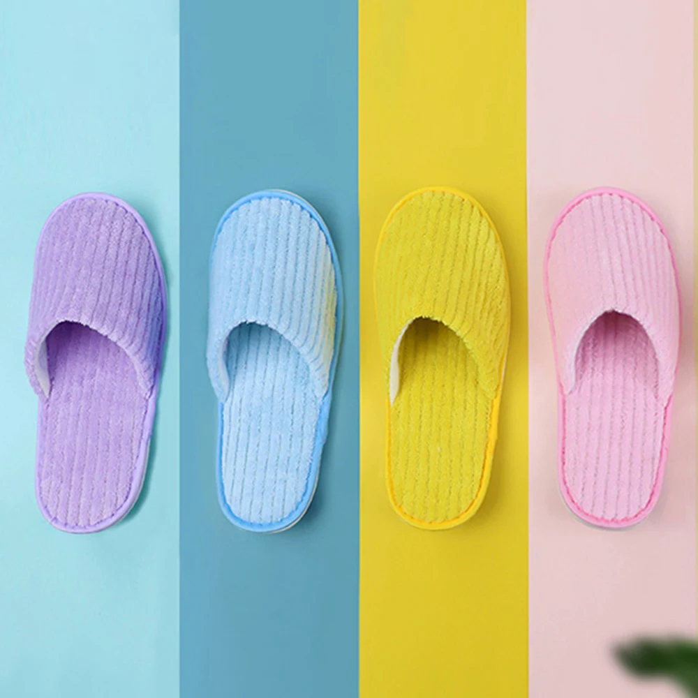 1 Pairs Winter Slippers Men Women Hotel Disposable Slides Home Travel Sandals Hospitality Soft Non-slip Slippers One Size