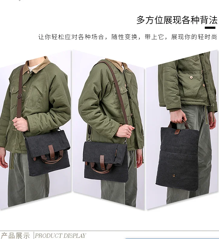 

Canvas Men Crossbody Bag Messenger Briefcase Commuting Business Handbag Outdoor Travel Hiking Shopping Vintage Shoulder Bags sac