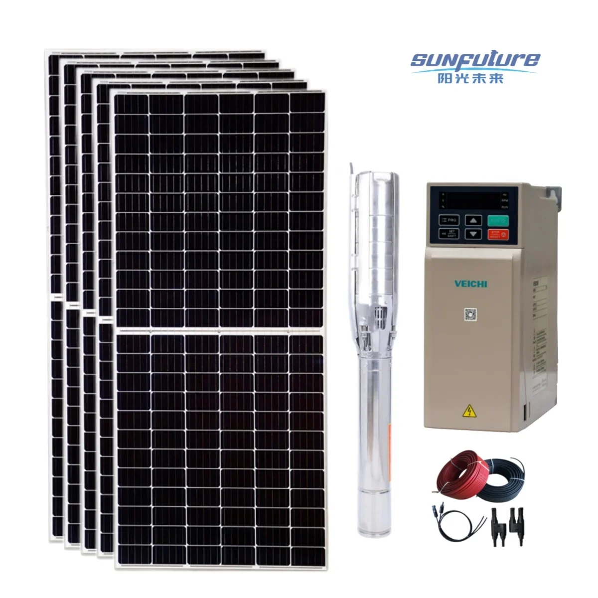 SUNFUTURE 15 Meter 4inc Bldc Deep Well Submersible Pump 3 Phase 380v 4kw Solar Irrigation System