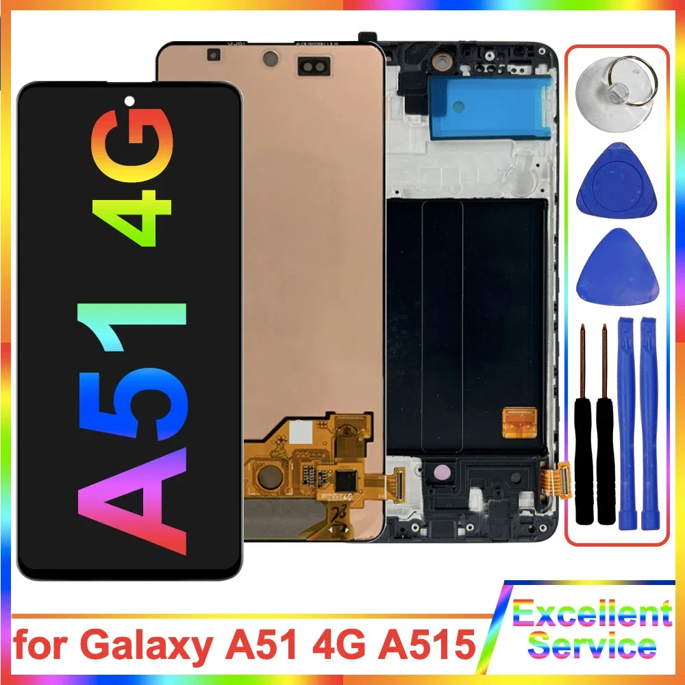 Super AMOLED LCD for Samsung A51 4G A515F A515F/DS A515FD LCD Display Touch Screen Digitizer Assembly for Samsung A51 A515F LCD