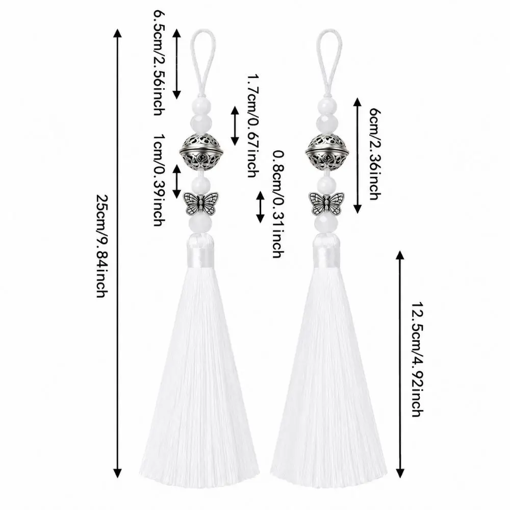 2 Pcs 2 Pcs Set Bell Tassel Pendant 12.5cm Tassel Length Polyester Material Hanging Charm Alloy Material 25cm Total Length