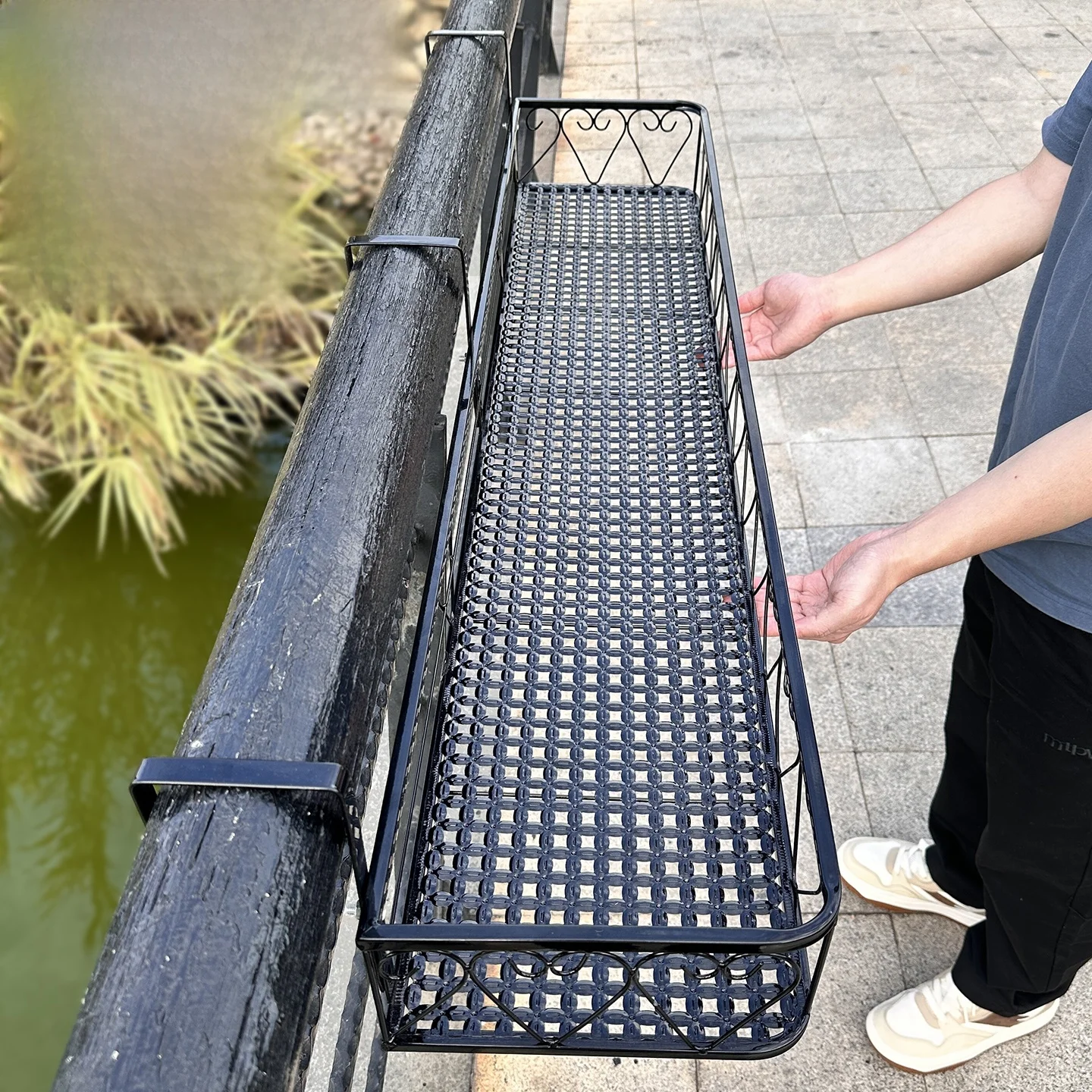 Balcony Storage Rack Hanging Window Rail Hook Style Kitchen Organizer Metal Material Space Saver for Home Living Area