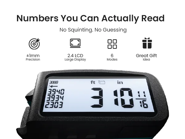 MiLESEEY 2-in-1Digital Reading Tape measure DT20 5m Rechargeable Measurement Tool, for Distance/Area/Volume