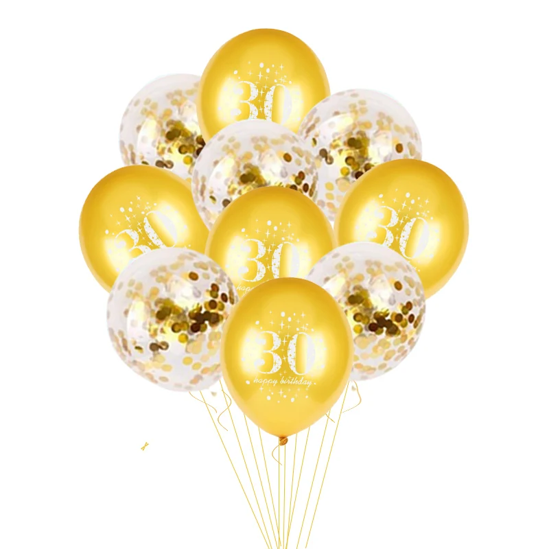 Latex Verjaardag Ballon 12 inch Confetti Ballonnen 30 40 50 60 Jaar Oud Verjaardagsfeestje Volwassen Verjaardag decor Folie Helium Ballon