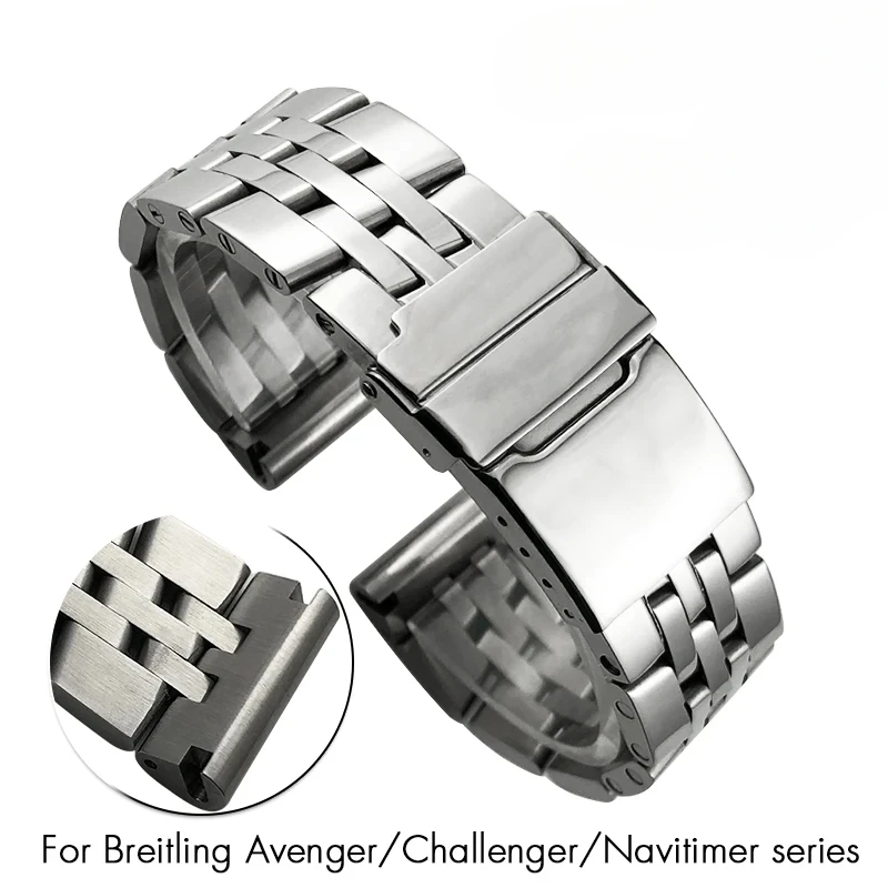 Cinturino in acciaio inossidabile da 18 mm 20 mm 22 mm 24 mm per cinturino impermeabile Avenger Navitimer Superocean