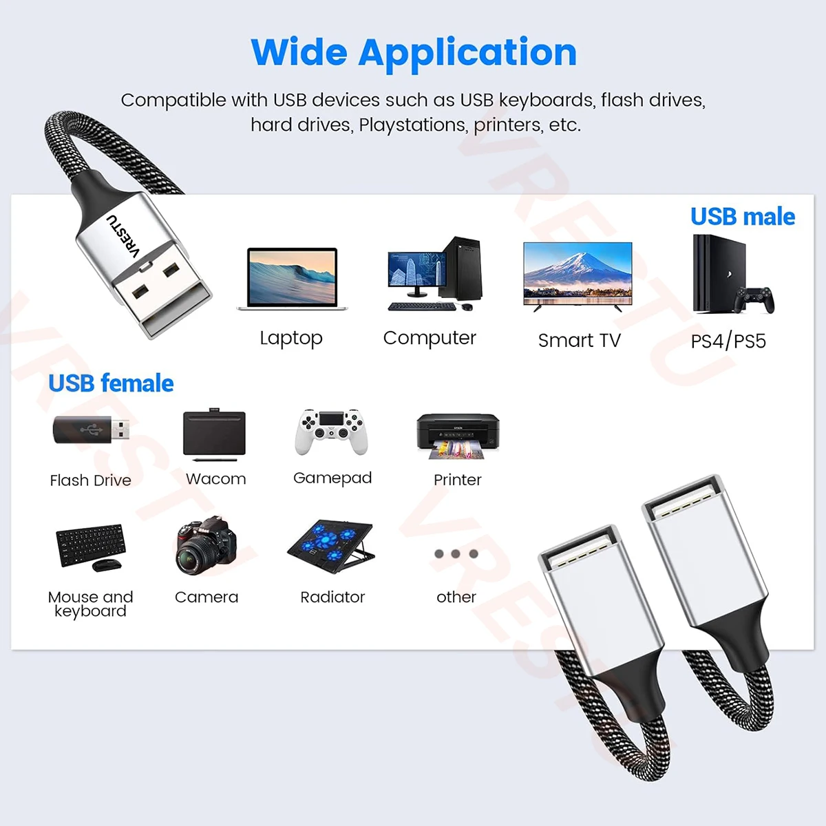 Cable extensor divisor de concentrador USB 1 macho a 4, 2, 3 USBA hembra, Cable de extensión USB, Cable de datos, adaptador de corriente,