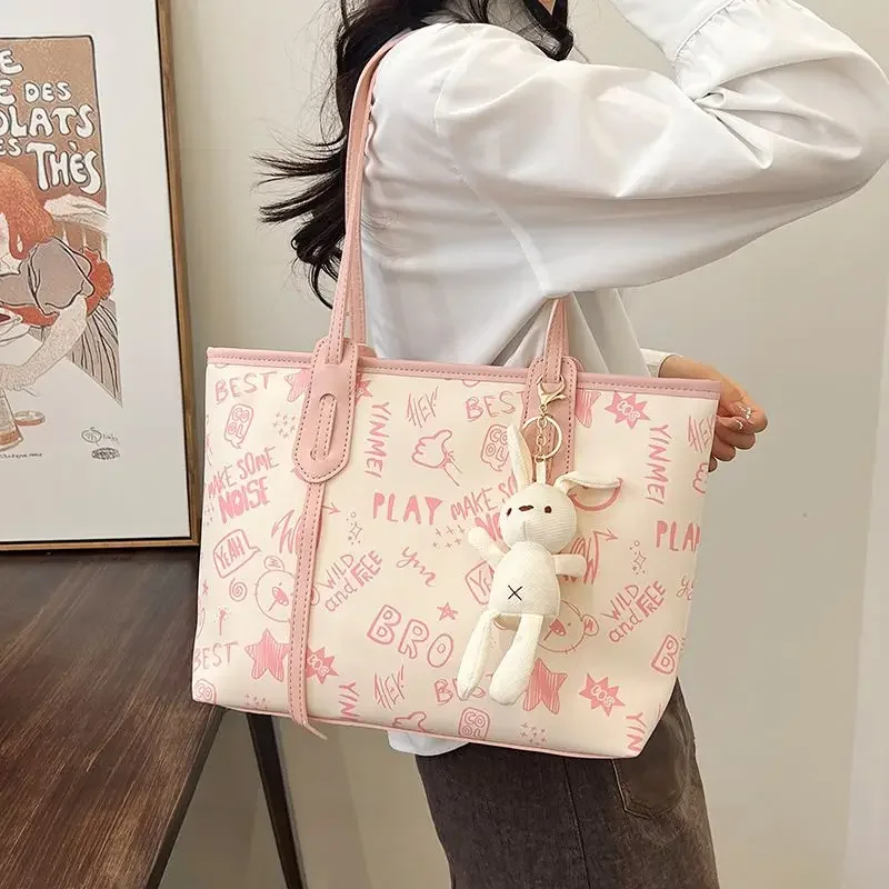 Korean Fashion Tote Bag for Women New Large Capacity Students Classes Commuter Shoulder Bags Casual Travel Women Bags Bolsa