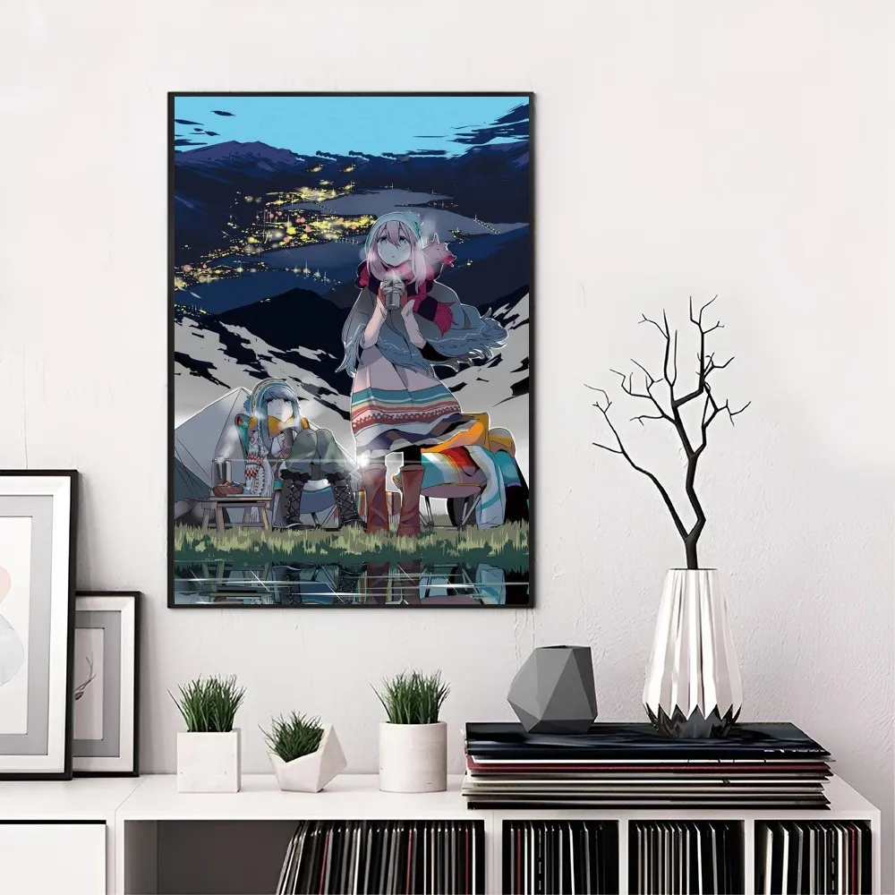 1PC Anime Yuru Camp Poster Self-adhesive Art Waterproof Paper Sticker Coffee House Bar Room Wall Decor