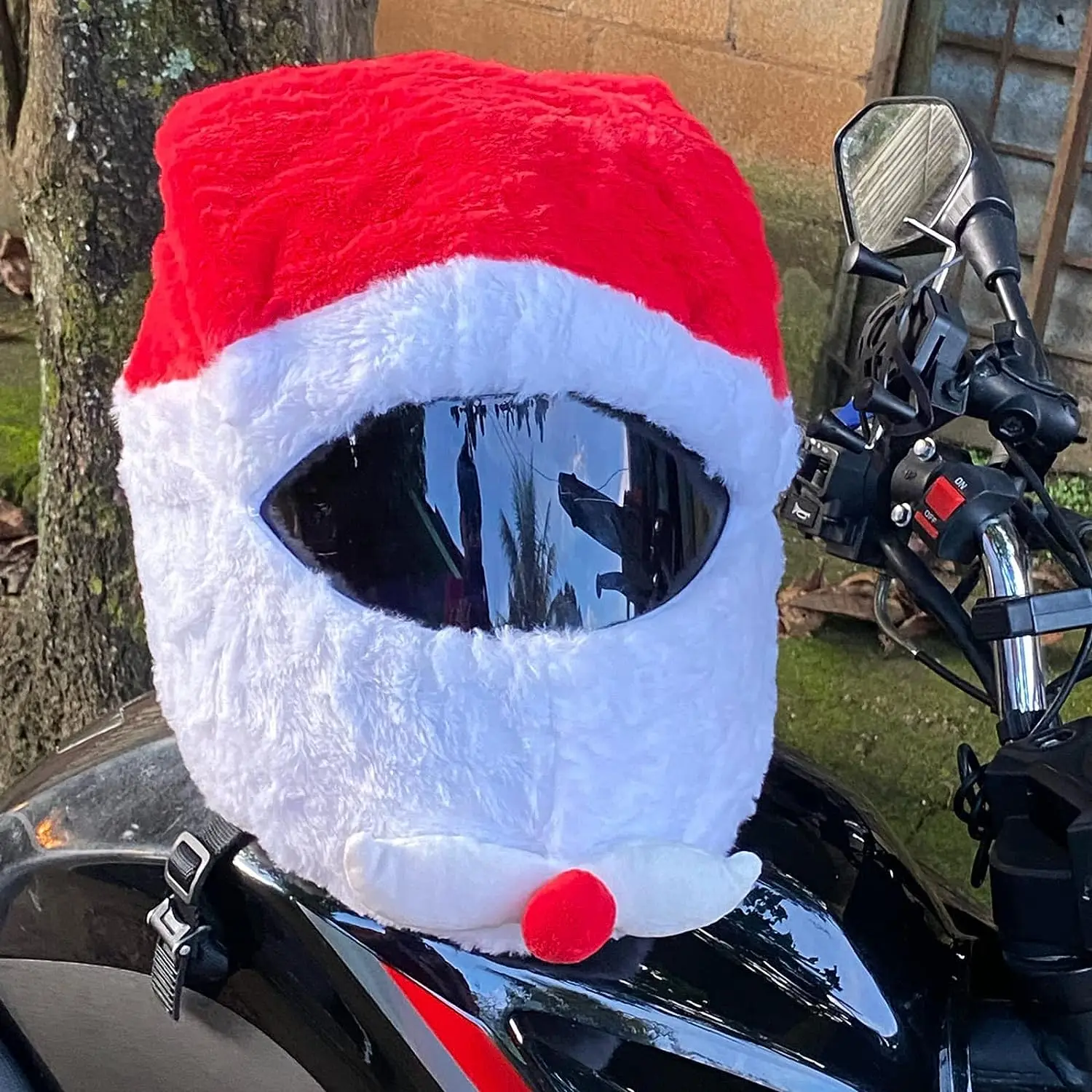 Picture 6: Motorcycle Helmet Outdoor Christmas Hat Crazy Funny Santa Claus Motorcycle Helmet Cover Christmas Decoration Helmet
