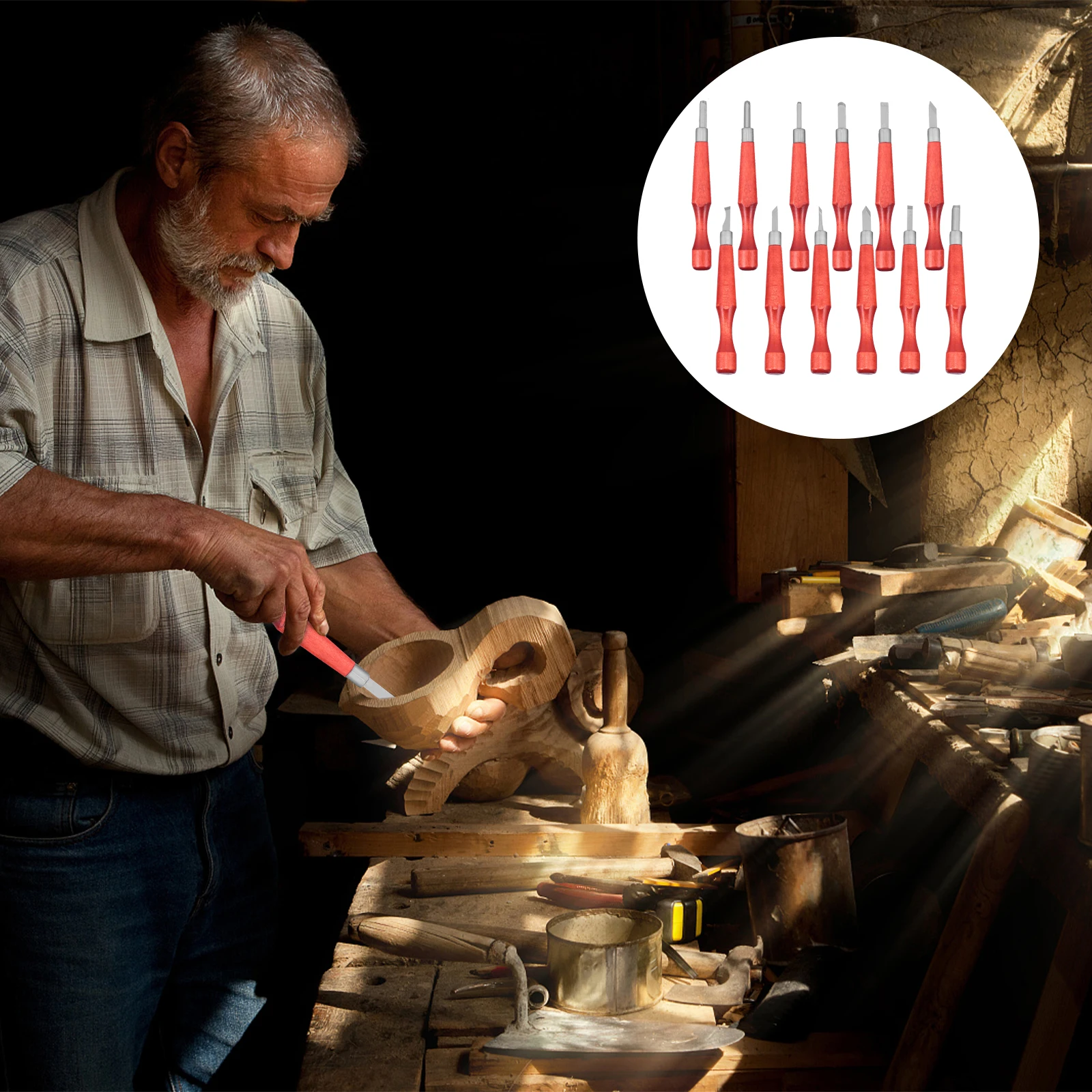 

12 Pcs Woodworking Carving Tools Cutters Carpenter Wooden Marking Knives Accessories Supplies Kit