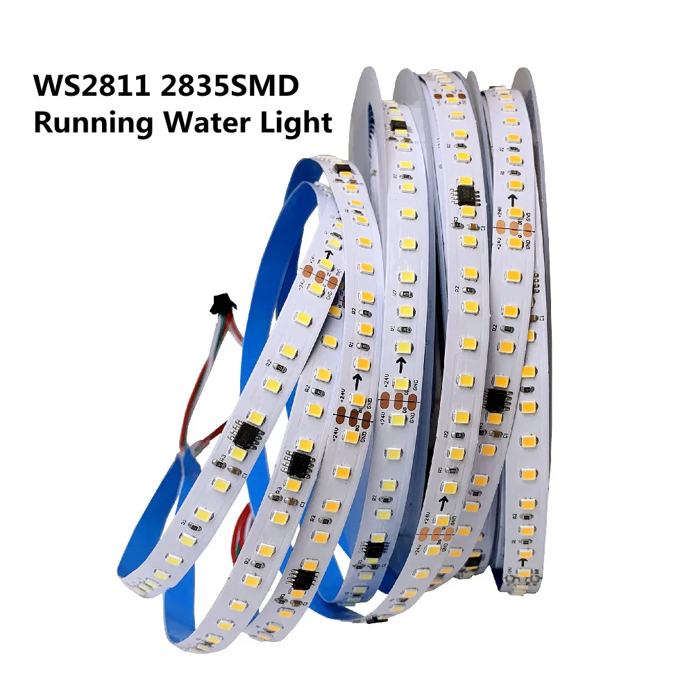 WS2811 Running Water Flowing LED Strip Light DC24V 10M 20M 30M 40M Horse Race Chasing Tape Wireless Touch Panel Controller Set