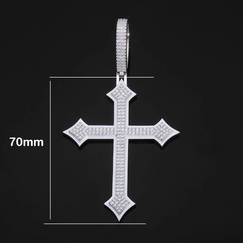 ESKEEM Hip Hop Rapper Jewelry Christian 925 Sliver Moissanite Jesus Cross Pendant Iced Out Diamond Pendant for Men and Women
