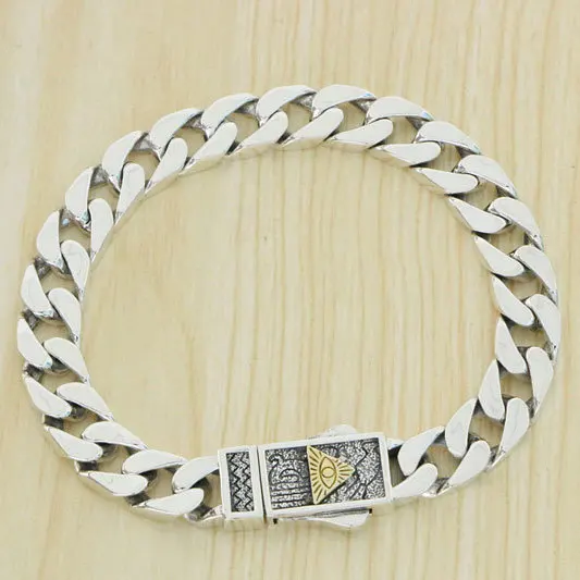 

Men's sterling silver domineering full vision of God's eye personalized silver bracelet Fashion trend retro S925 Thai silver han