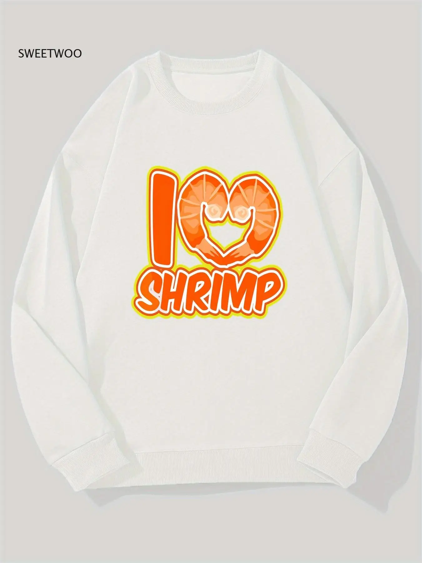 

Мужская повседневная толстовка с круглым вырезом и рисунком "i Love Shrimp" — черная, свободная посадка, с коротким рукавом, с круглым вырезом, легкая