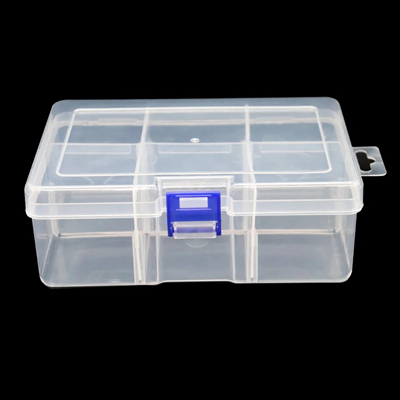 1PC 6-Grid Plastic Box Removable Storage Box For Tools Jewelry And Fishing Gear Desktop Storage Box