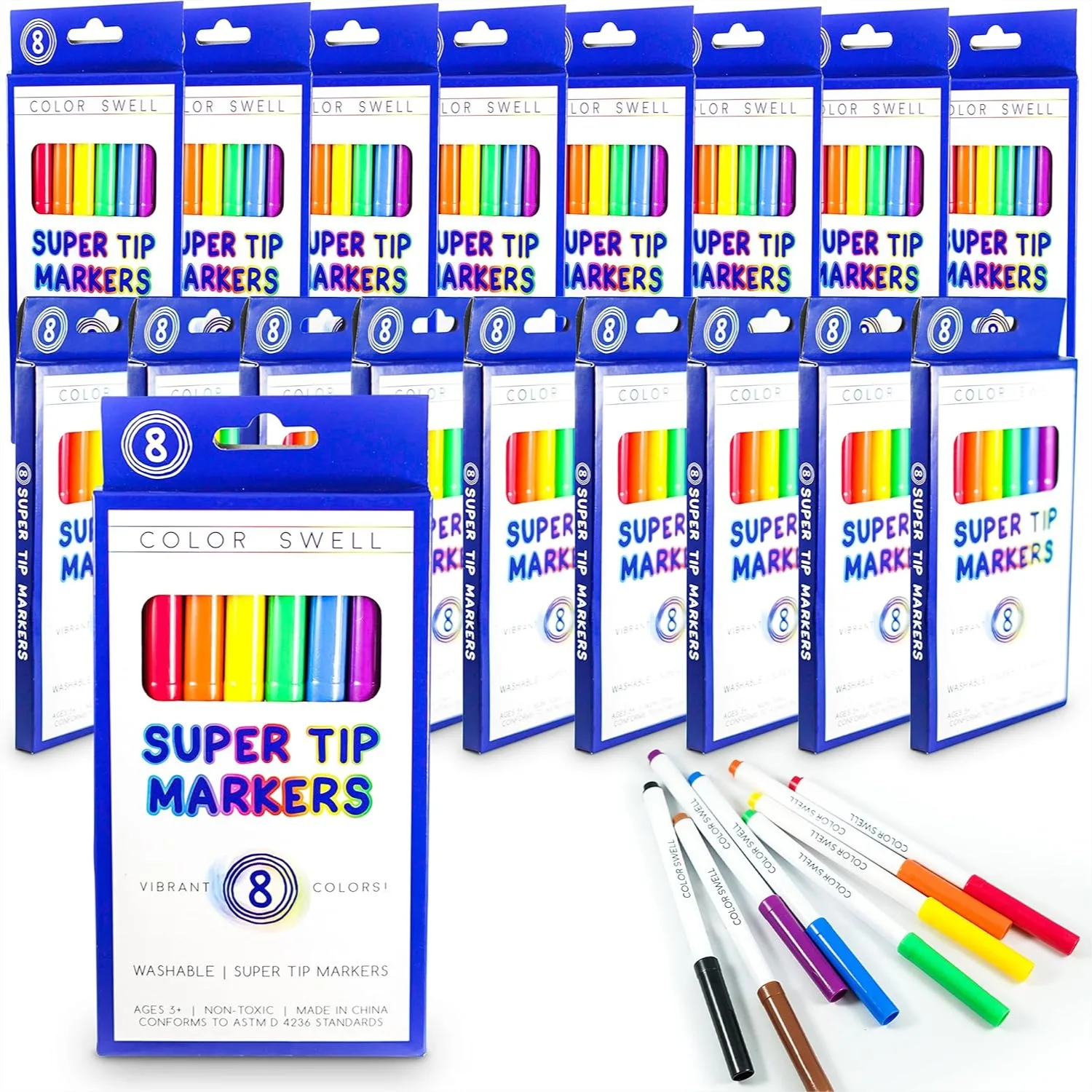 

Color Swell Bulk Markers 144 Pack - Super Tip for Kids Coloring, Classroom Supplies & Art Projects