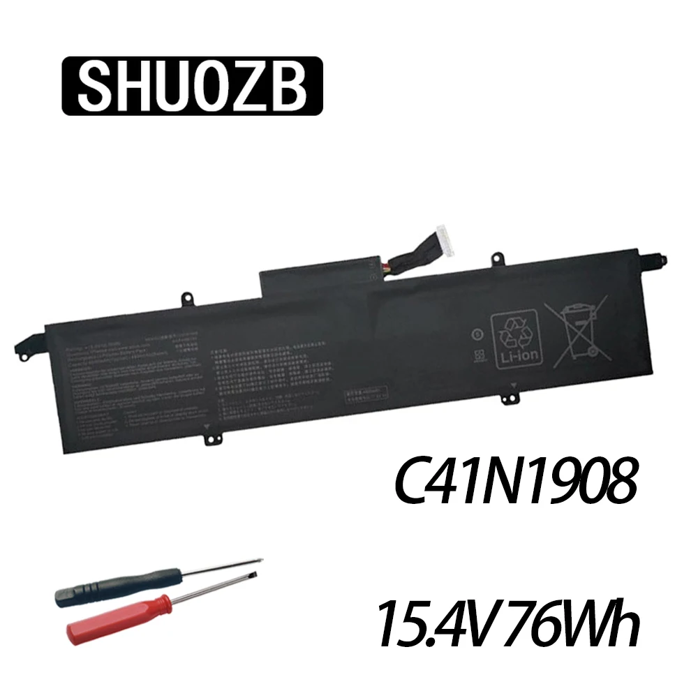 

SHUOZB 15.4V 76Wh C41N1908 Laptop Battery For ASUS Zephyrus G14 GA401 GA401II GA401IV GA401IU GA401II-R55TA8G GA401QM-K2023T New