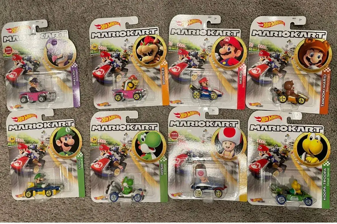 

New Wheels Premium The Super Mario Bros Movie Kart Wario Luigi Plumber Van Koopa Troopa Toad Donkey Kong Литая модель автомобиля в подарок