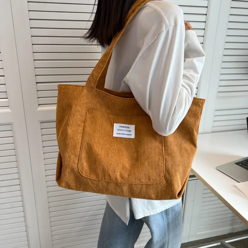 

Женская дорожная сумка, однотонные сумки, чехол для покупок для девочек, женские вельветовые сумки большой емкости для студентов, сумка для хранения книг