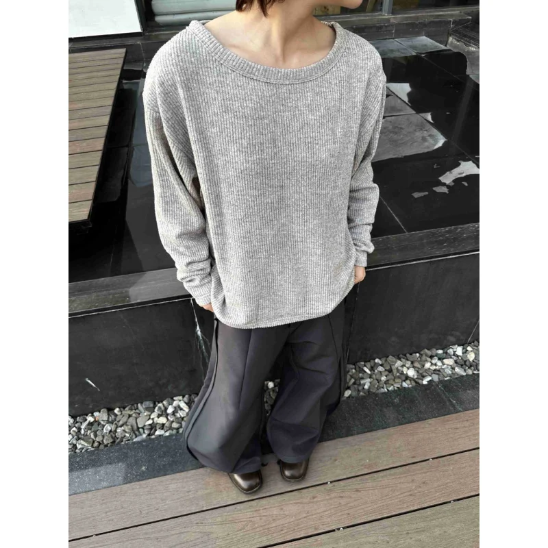 

MADEEXTREME Роскошная мужская мода Vibe Высококачественная ребристая шея-лодочка с длинным рукавом с цветочной текстурой Повседневная унисекс