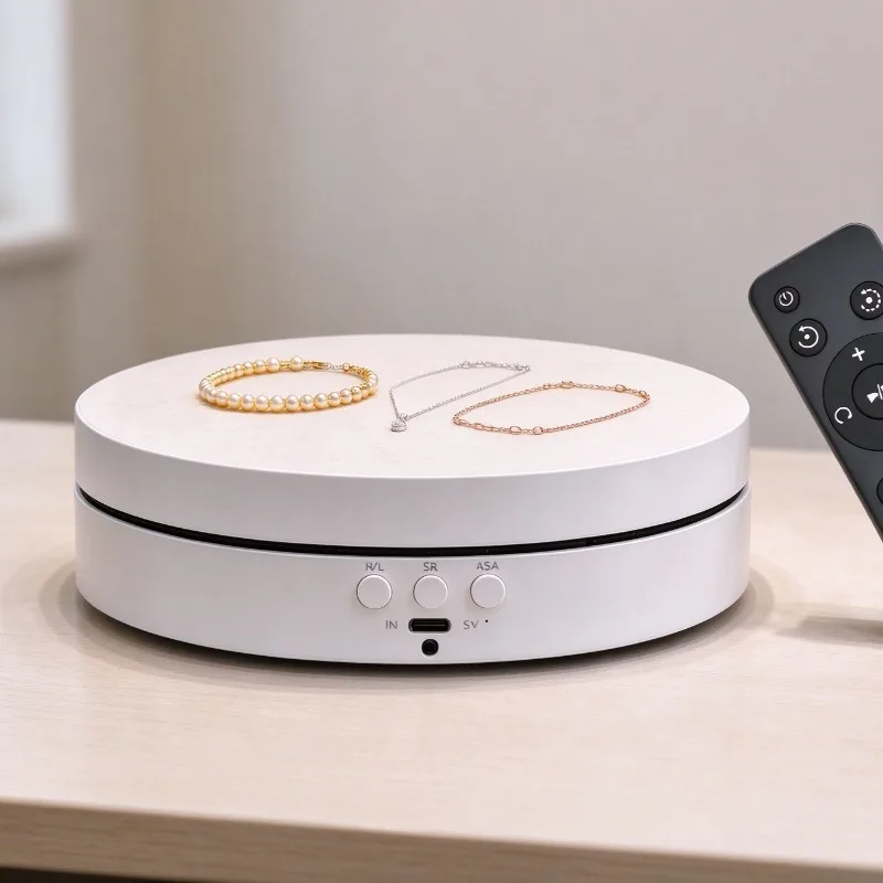 Rotating Jewelry Display Turntable Remote Control Necklace Displays Stand Live Streaming Photography Bracelet Electric Tray