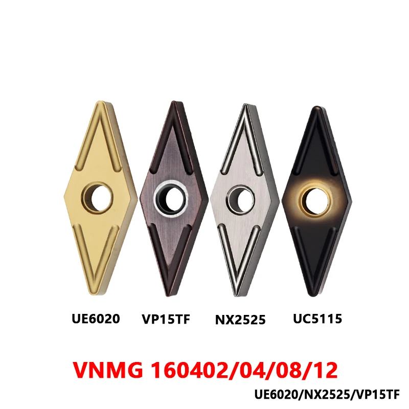 

10PCS VNMG Inserts VNMG160404 VNMG160408 NX2525 UC5115 UE6020 VP15TF CNC Lathe Cutting Machine External Turning Tool Holder