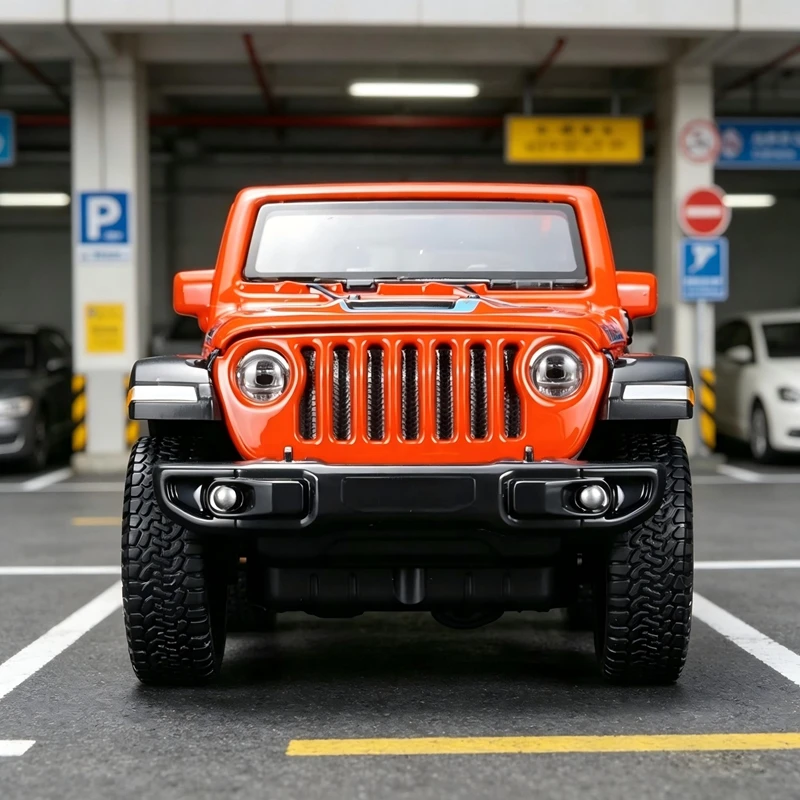 

rastar 1:32 simulation Jeep Wrangler Alloy off-road vehicle model, doors and hood can be opened suitable for collection