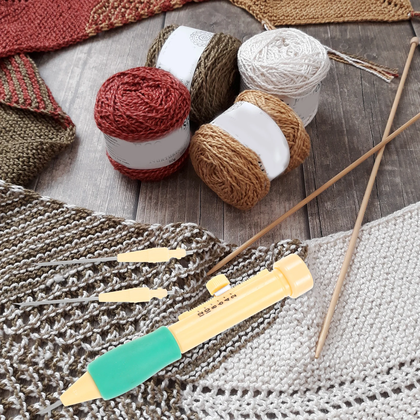 

1 Set Punch Needle Kit Embroidery Tool For Beginners Diy Art Craft Needles Portable Lightweight Smooth Non-Slip Handle Wool Yarn