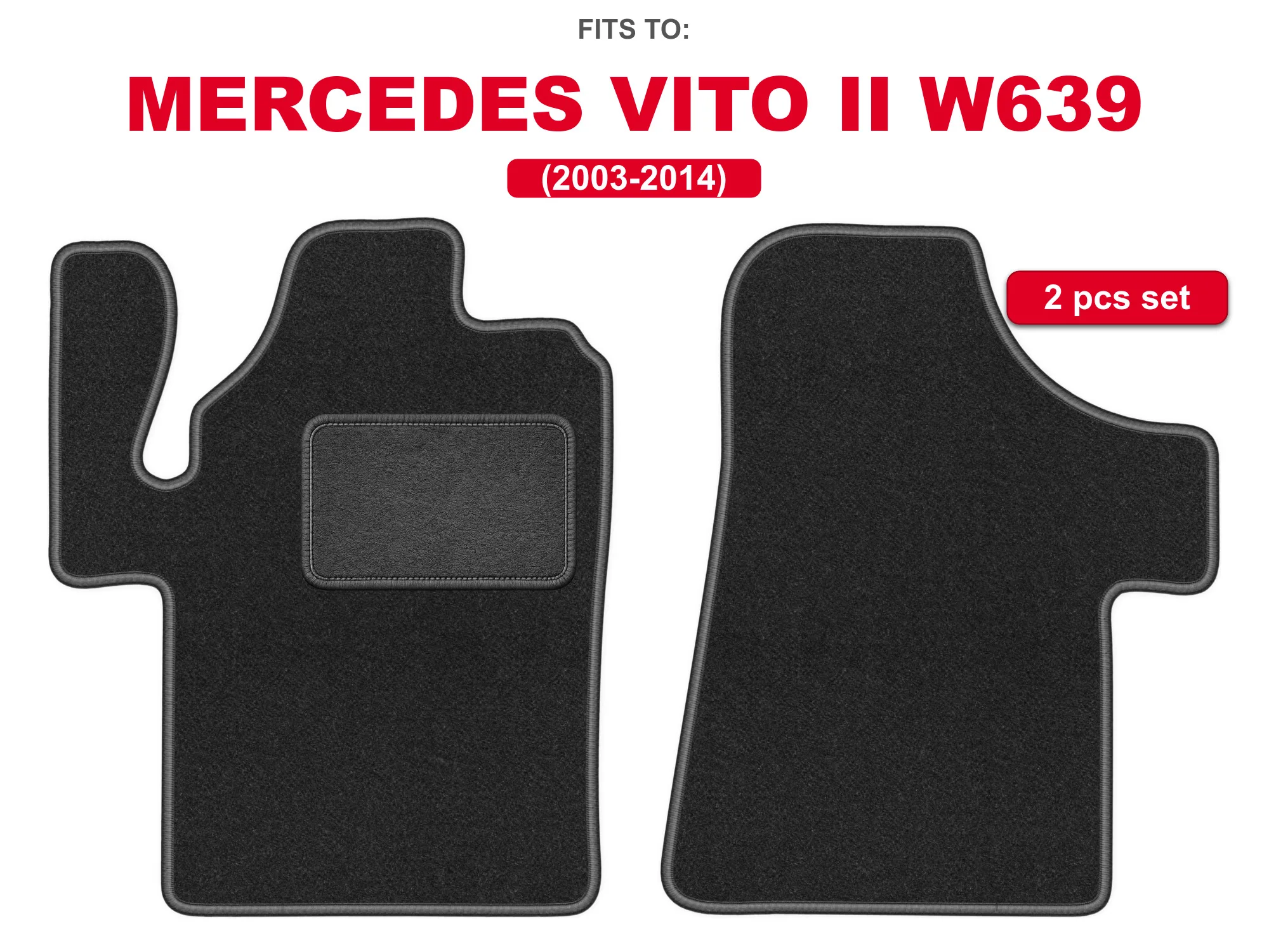 Velour matten voor: Mercedes Viano W639 2003-2014 commerciële grafietkleurige automattenset