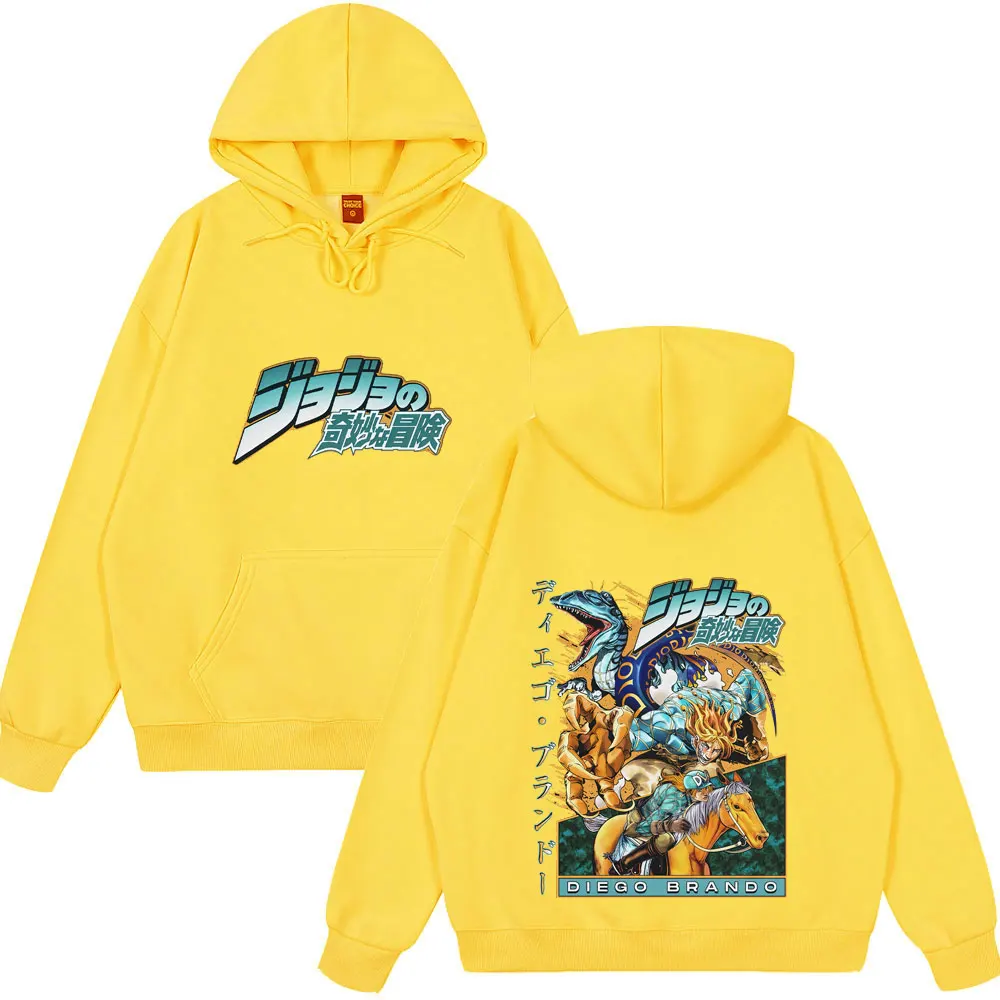 أنيمي جوجو مغامرة غريبة كرة فولاذية تشغيل دييغو براندو بلايز الرجال النساء ملابس عادية موضة طويلة الأكمام مضحك الشارع الشهير