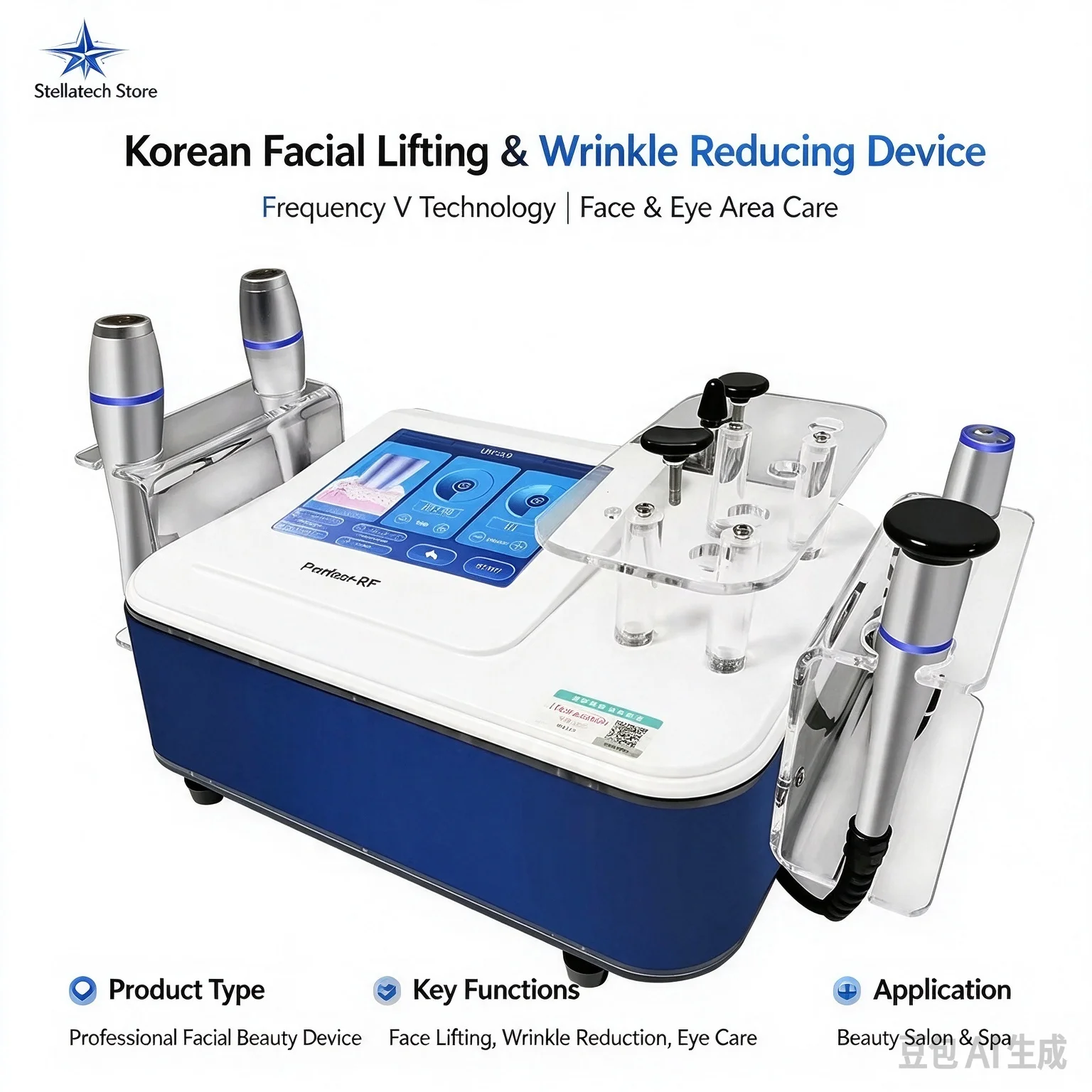 Korean  Facial Lifting & Wrinkle Reducing Device with Frequency V Technology for Face & Eye Area