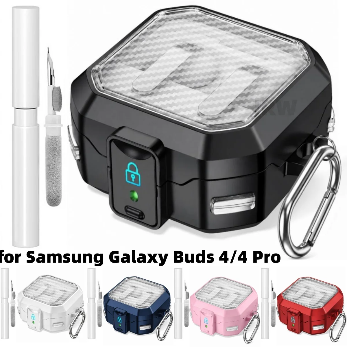 (2026) Case for Samsung Galaxy Buds 4 Pro/Galaxy Buds 4 Secure Lock Case Transparent Soft TPU Shell with Keychain & Cleaning Kit