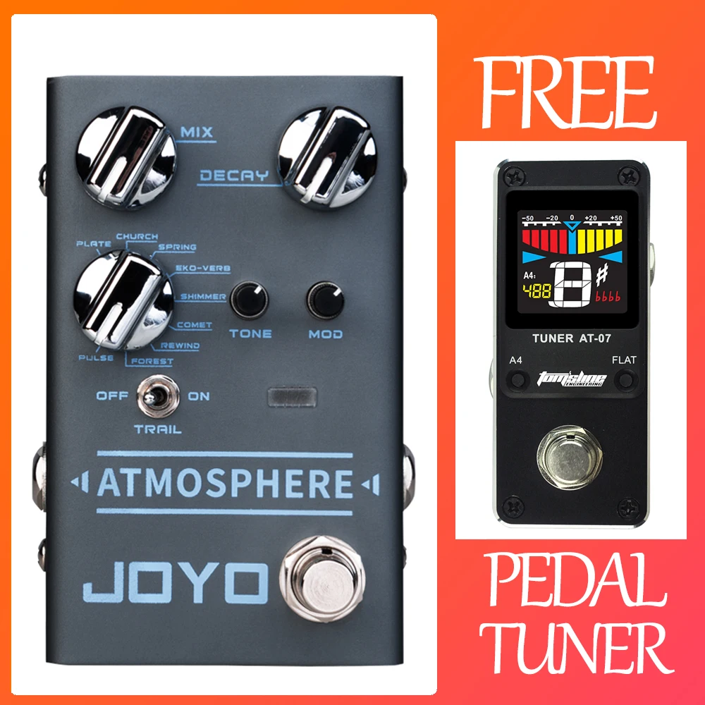 

JOYO R-14 ATMOSPHERE Reverb Electric Guitar Pedal Built-in 9 Digital Reverb Effects Pedal True Bypass Guitar Parts & Accessories