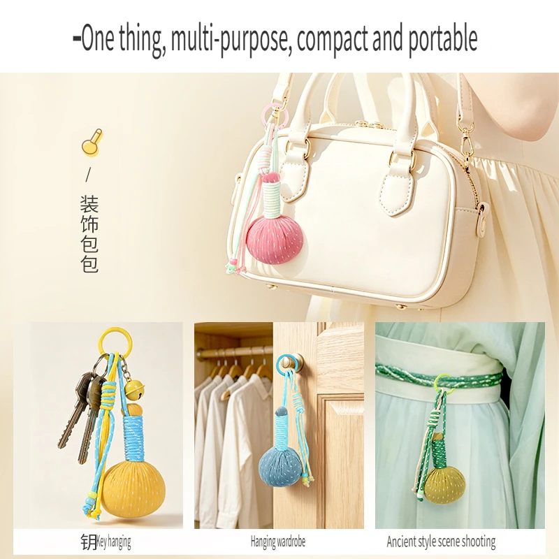 Mini Mugwort Massage Hammer Keychain Bag Charm Herbal Wormwood Clove Filling Portable Handheld Relax Tool Gift for Women Men
