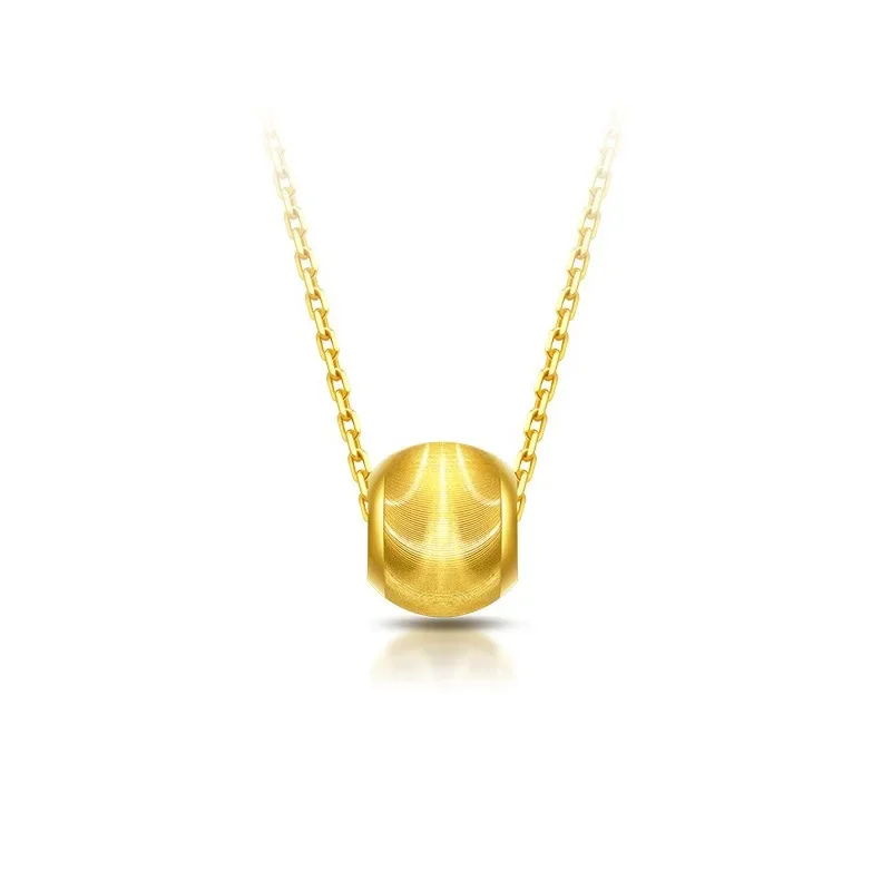 9999 real gold 24K yellow gold Cat's Eye Gold Bead Collarbone Necklace